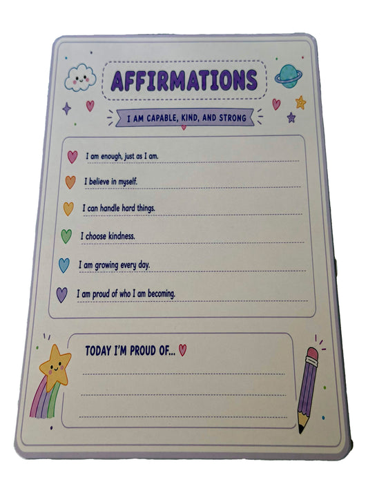 Starburst Days Affirmations Pad – Handmade Celestial Pastel | Pre-Printed Positive Affirmations
