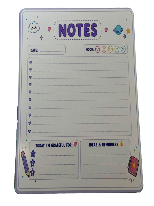 Starburst Days Notes & Journaling Pad – Handmade Celestial Pastel | Mood Tracker + Gratitude + Notes