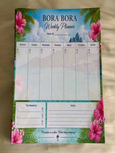 Bora Bora Planner Bundle | Daily + Weekly + To‑Do + Shopping List | Tropical Stationery Set