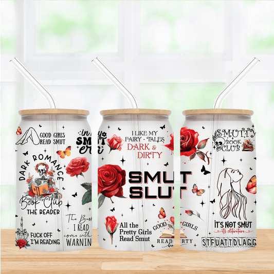 Book Smut 16oz Frosted Glass Can Tumbler