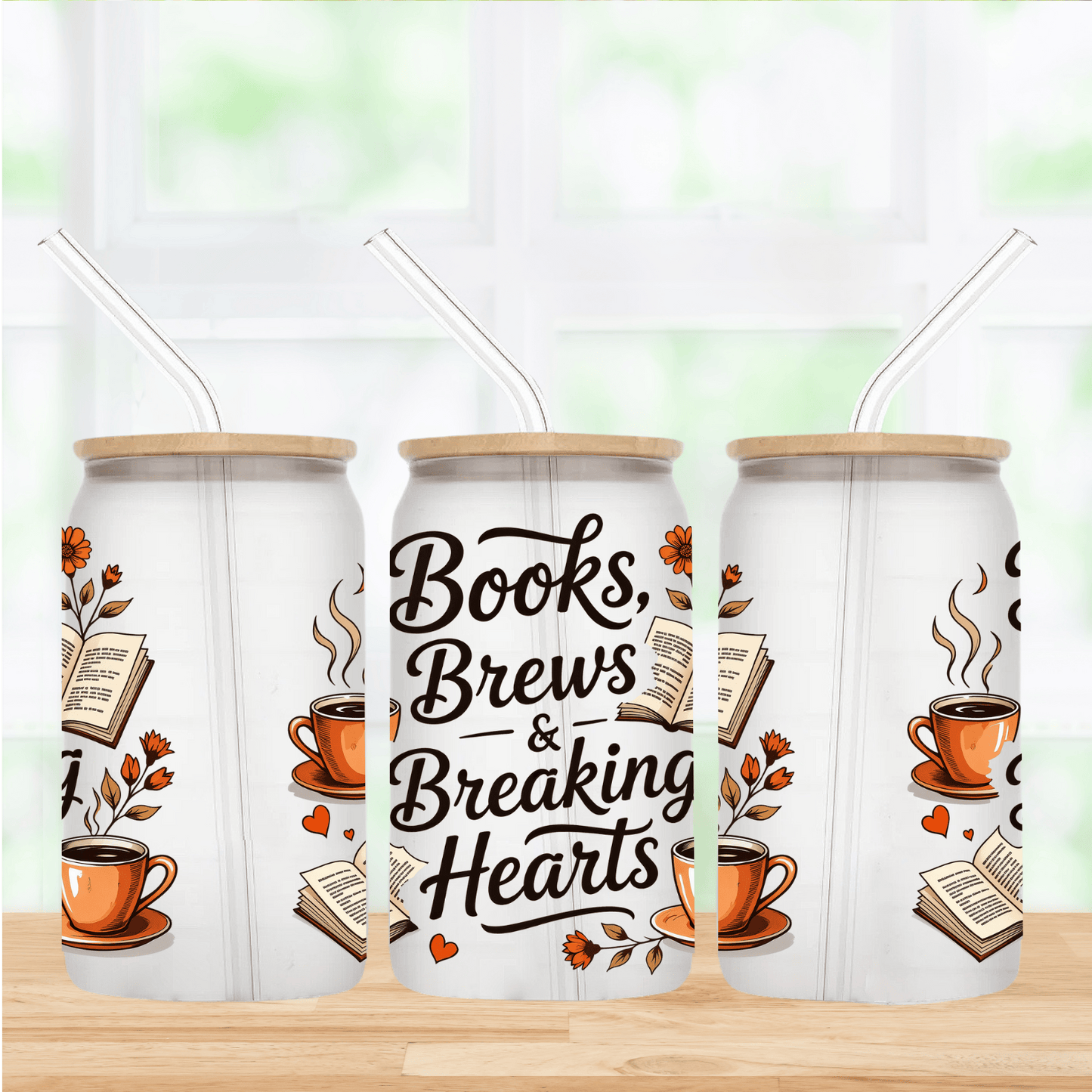 Breaking Hearts 16oz Frosted Glass Can Tumbler