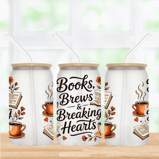 Breaking Hearts 16oz Frosted Glass Can Tumbler