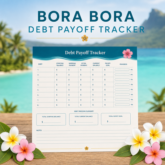 Bora Bora Debt Payoff Tracker Printable | Instant Digital Download | Tropical Planner