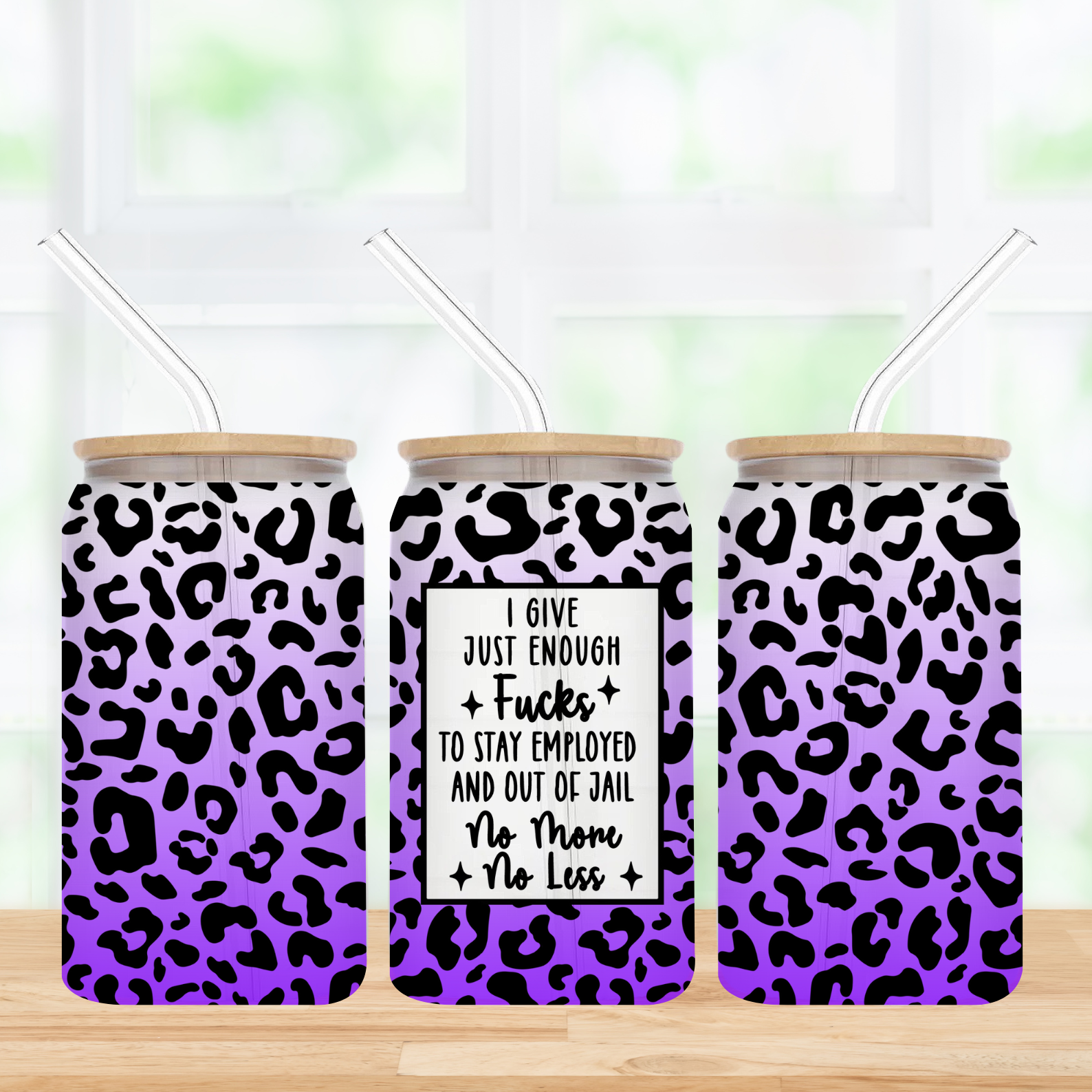 Just Enough Fucks 16oz Frosted Glass Can Tumbler