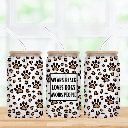 We Wear Black & Avoid People 16oz Frosted Glass Can Tumbler