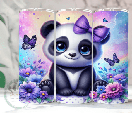 Cute Purple Panda 20oz Tumbler