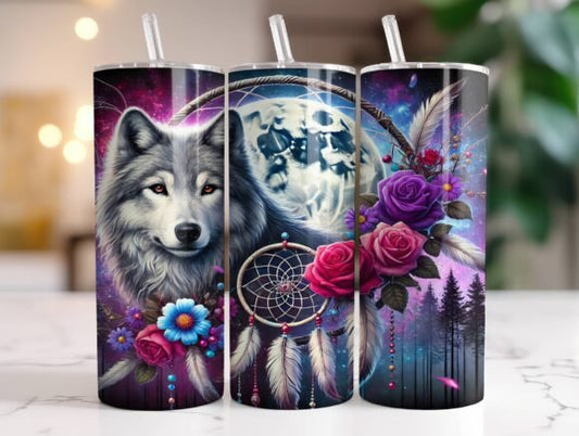 Grey Wolf and Dreamcatcher #1 20oz Tumbler