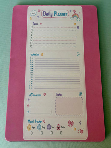 Starburst Days Daily Planner – Handmade Celestial Pastel | Schedule, Mood Tracker & Affirmations
