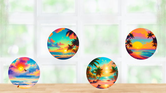 Summer Beach Round Coasters