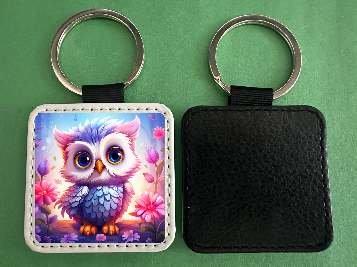 Square Leather Keychain