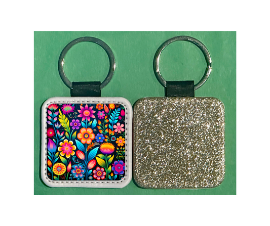 Square Leather Keychain