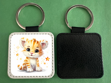 Square Leather Keychain