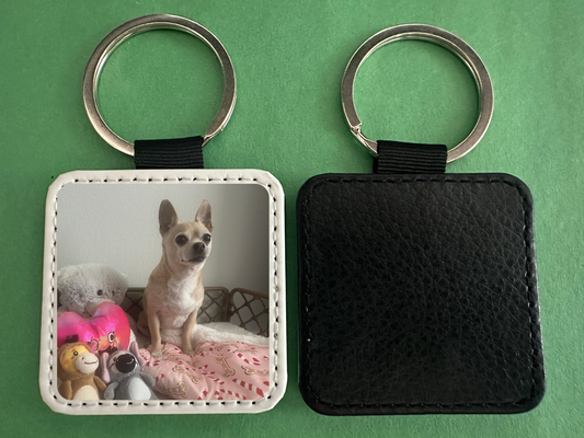 Customized Square Leather Keychain
