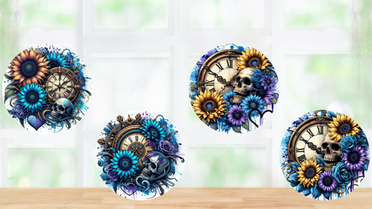 Steampunk Skull Round Coasters