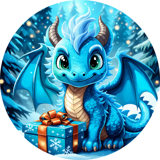 Frostfire Snuggle Blizzard Bow Blaze – Winter Dragon Ornament Duo