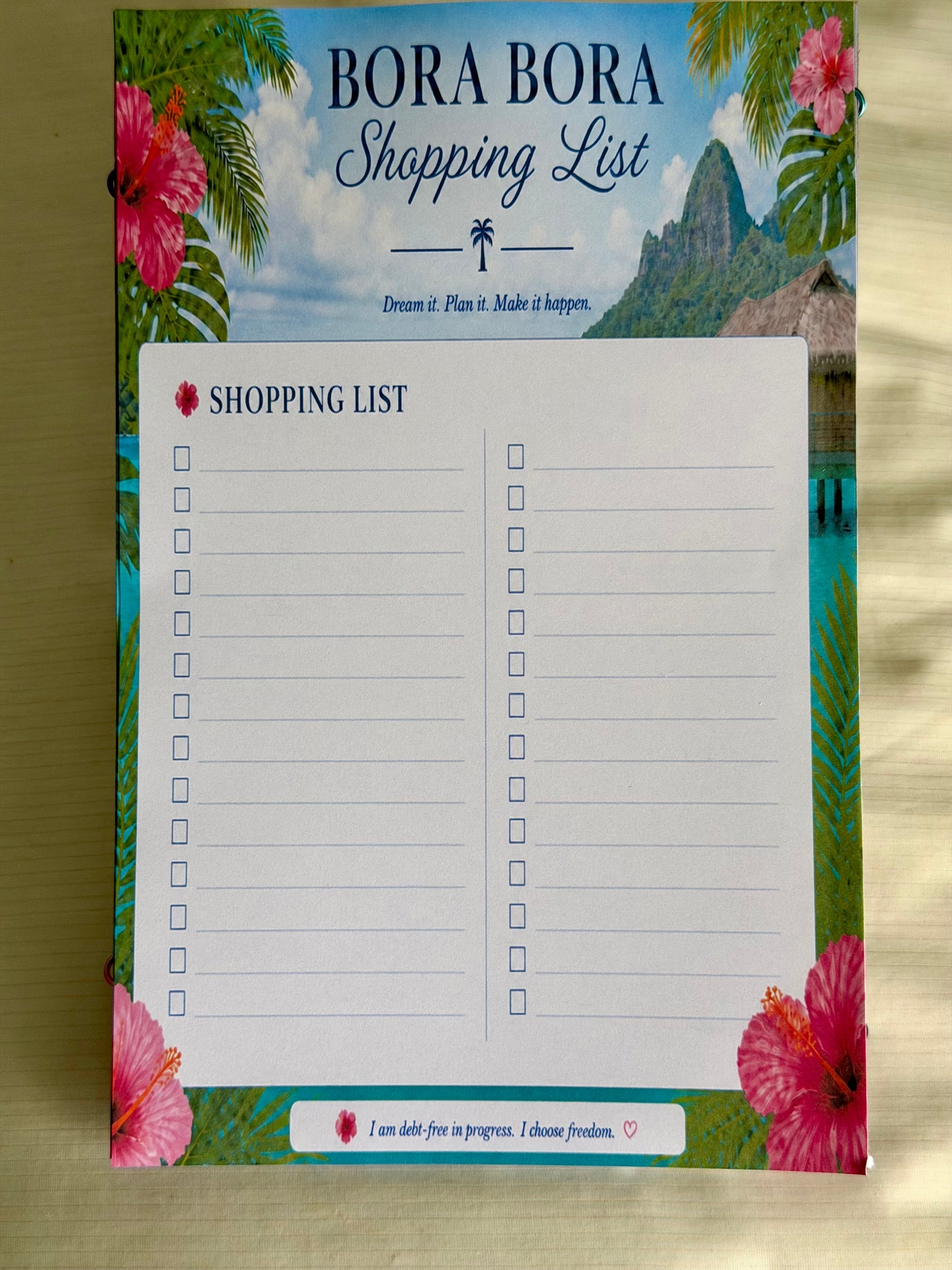 Bora Bora Shopping List | Tropical Grocery Notepad