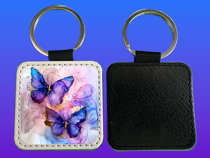 Square Leather Keychain