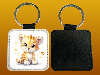 Square Leather Keychain