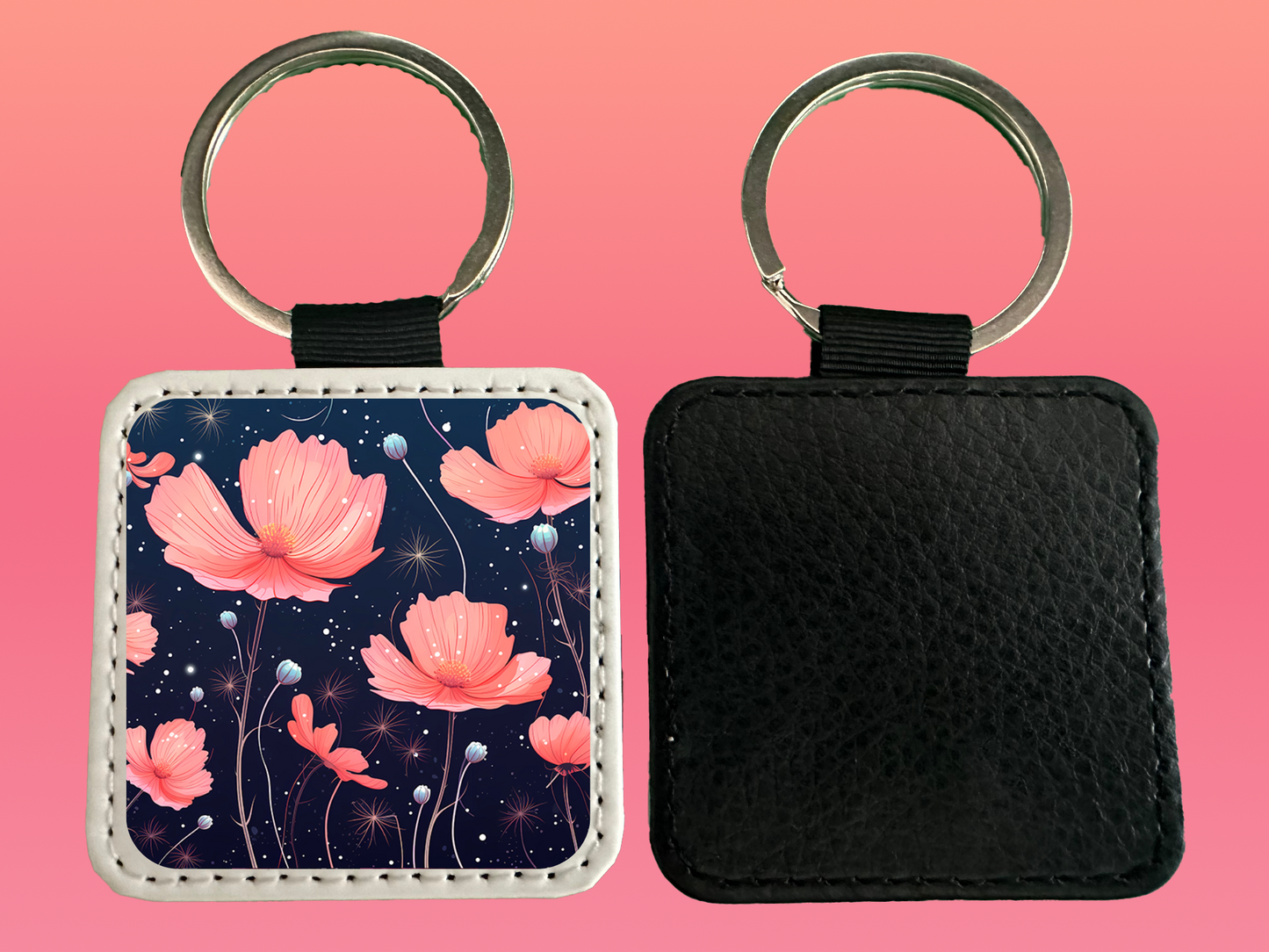 Square Leather Keychain
