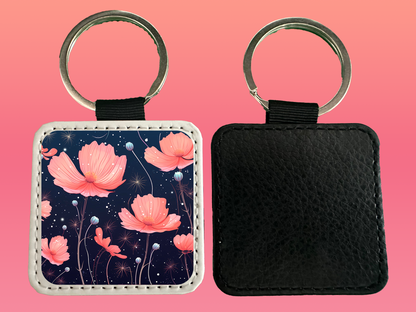 Square Leather Keychain