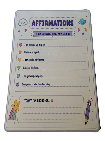 Starburst Days Affirmations Pad – Handmade Celestial Pastel | Pre-Printed Positive Affirmations