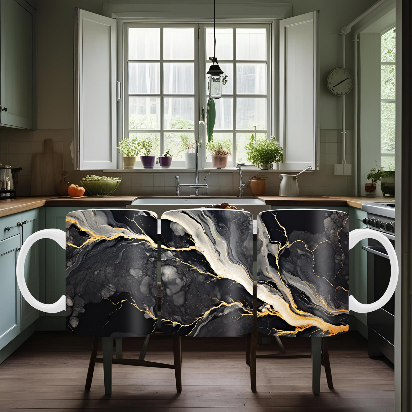 Black and Gold Marble Mug