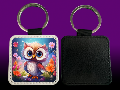 Square Leather Keychain