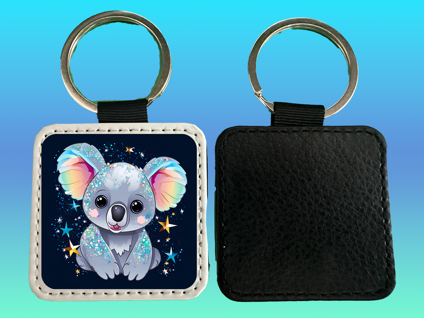 Square Leather Keychain
