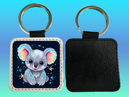 Square Leather Keychain