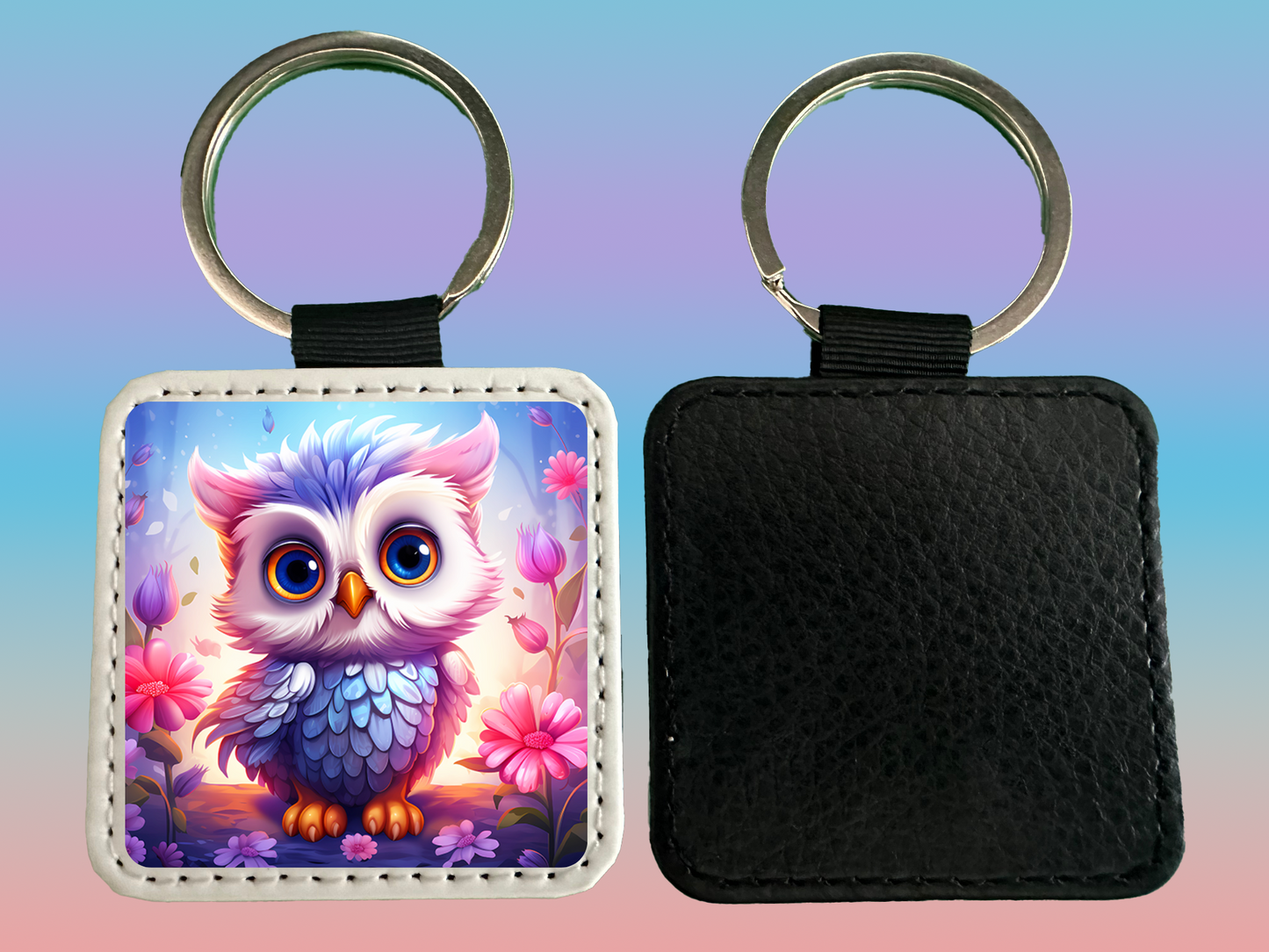 Square Leather Keychain