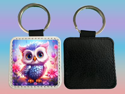 Square Leather Keychain