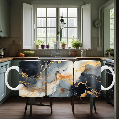 Black, Gold, and White Marble Mug