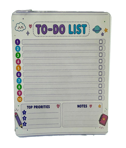Starburst Days To-Do List Notepad – Handmade Celestial Pastel | 10 Tasks + Priorities + Notes