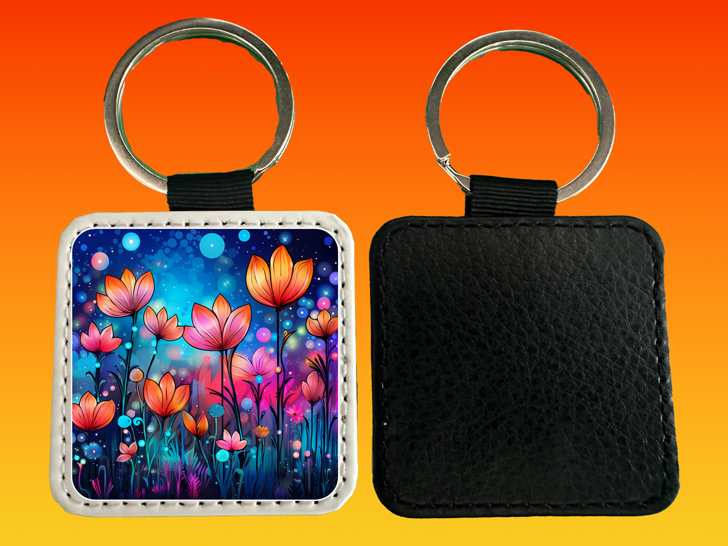 Square Leather Keychain