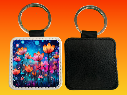 Square Leather Keychain