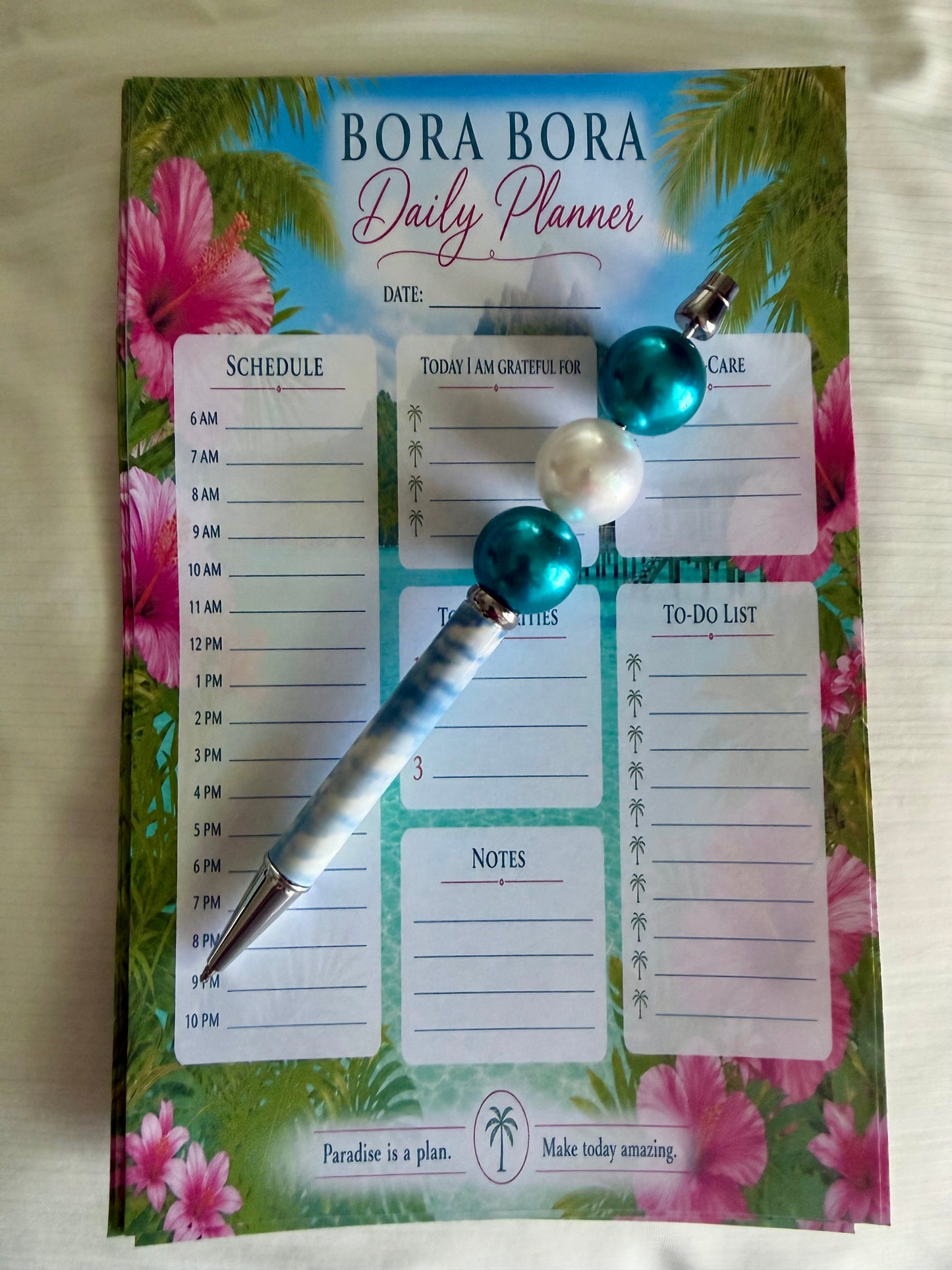 Bora Bora Daily Planner | Tropical Printable Notepad