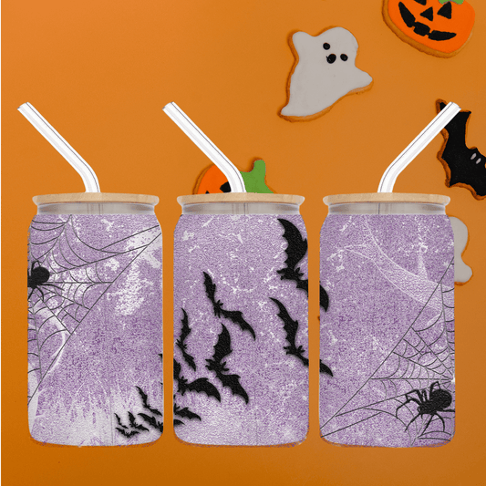 Spooky Sips 16oz Frosted Glass Can Tumbler