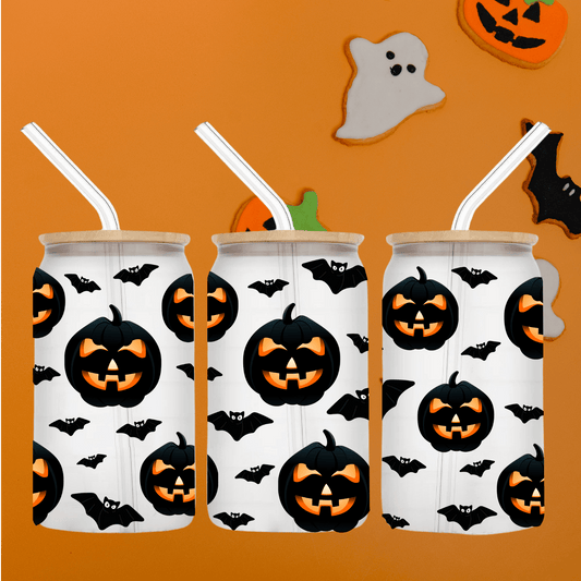 Glow & Gourd 16oz Frosted Glass Can Tumbler