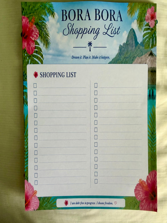 Bora Bora Shopping List | Tropical Grocery Notepad