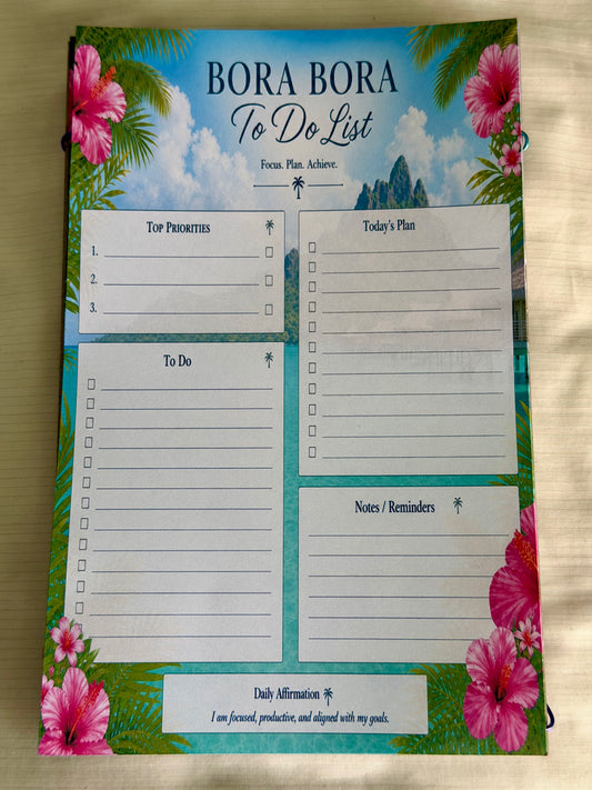 Bora Bora To‑Do List | Tropical Task Notepad