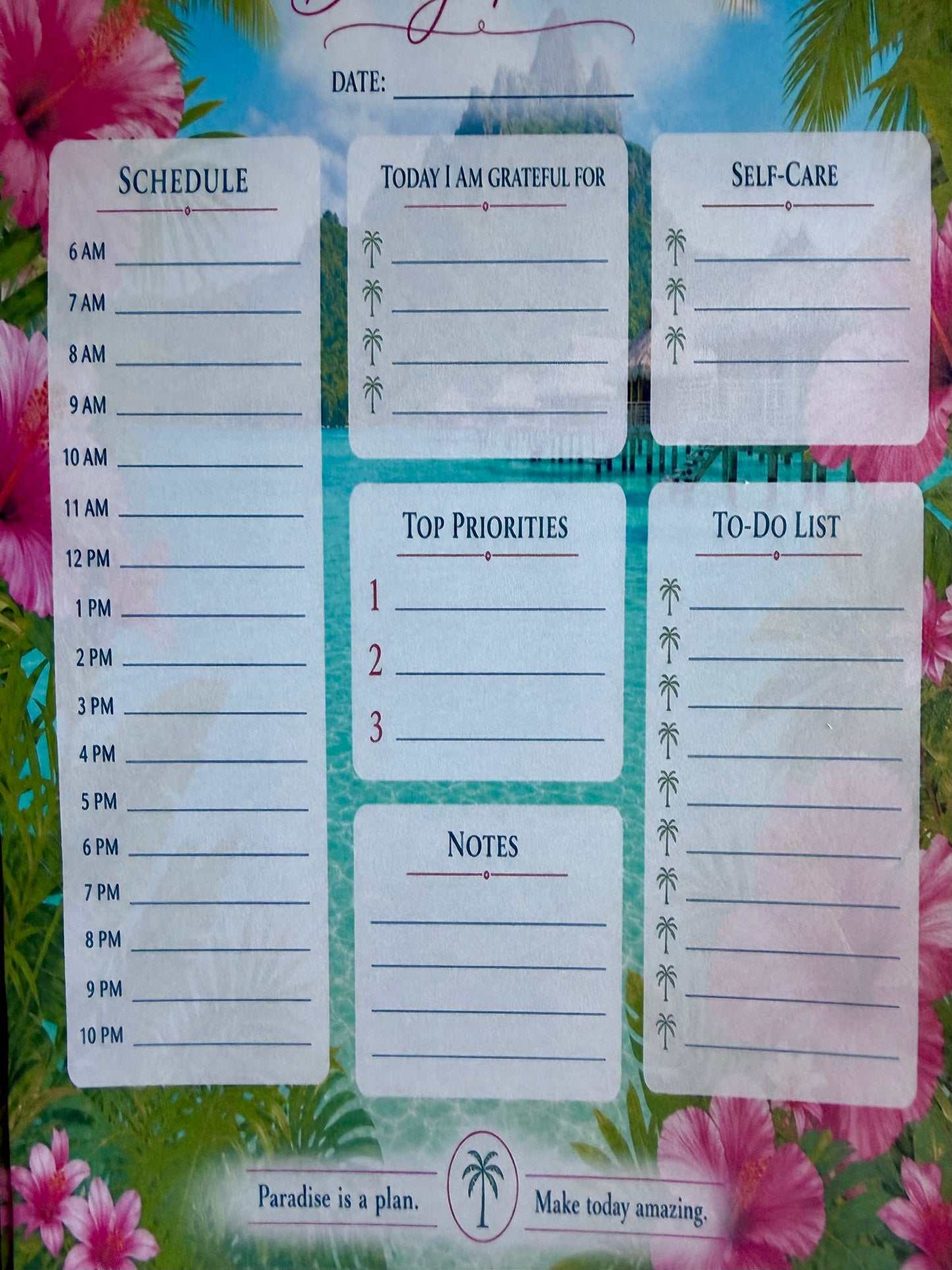 Bora Bora Daily Planner | Tropical Printable Notepad