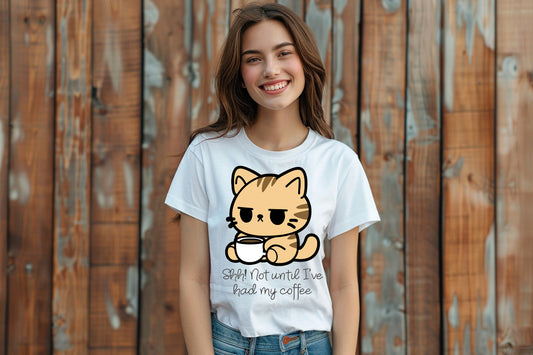 Cat Drinking Coffee T-Shirt