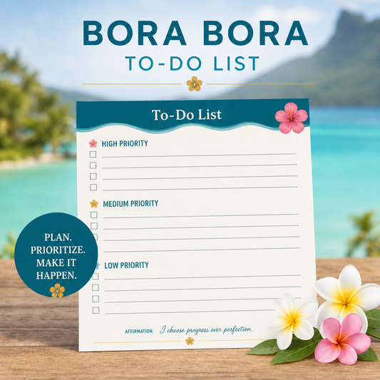 Bora Bora To-Do List Notepad | PRINTABLE | 4×6 | 30 Pages | Instant Download