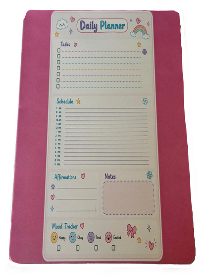 Starburst Days Daily Planner – Handmade Celestial Pastel | Schedule, Mood Tracker & Affirmations