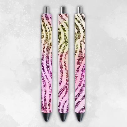 Glittered Animal Print 6 Pack of Pens