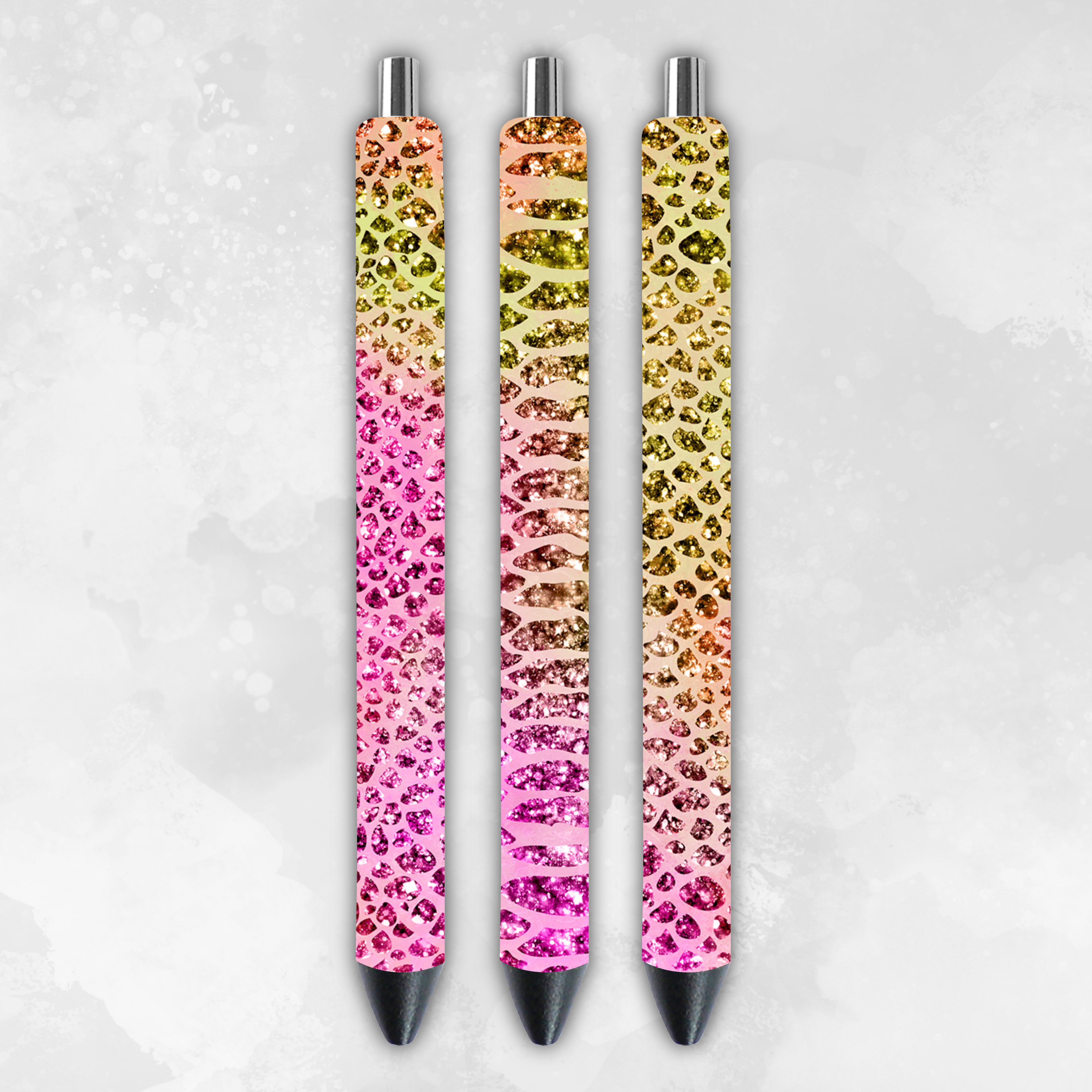 Glittered Animal Print 6 Pack of Pens