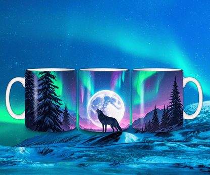 Northern Lights Wolf 11oz/15oz Mug