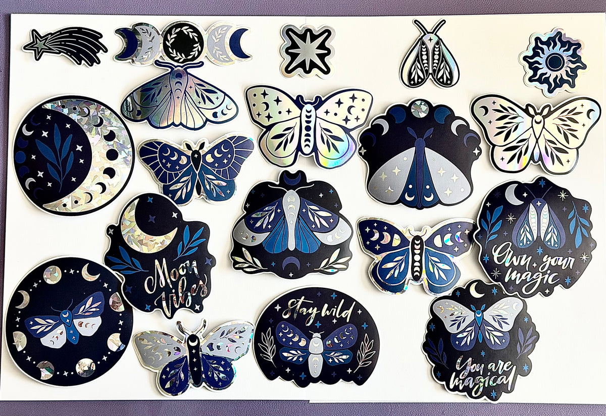 Limited Edition Celestial Butterfly Holographic Sticker 5 Pack