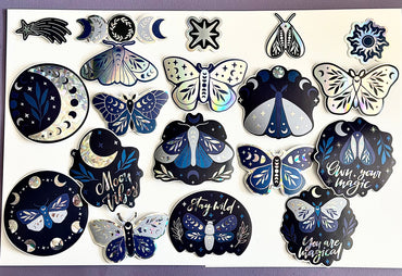 Limited Edition Celestial Butterfly Holographic Sticker 5 Pack