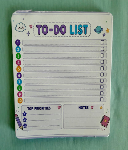 Starburst Days To-Do List Notepad – Handmade Celestial Pastel | 10 Tasks + Priorities + Notes